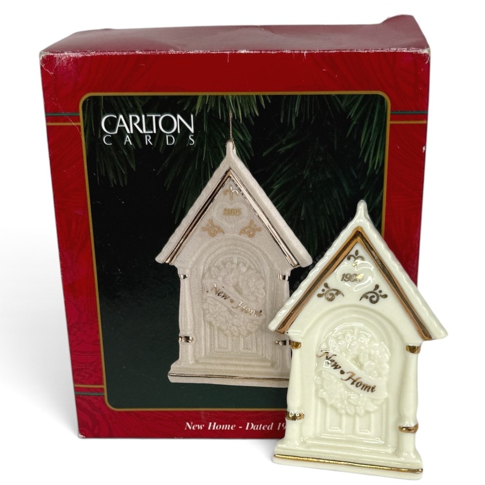 Vintage Carlton Cards Ornament Ceramic New Home Dated 1995 Christmas Holiday